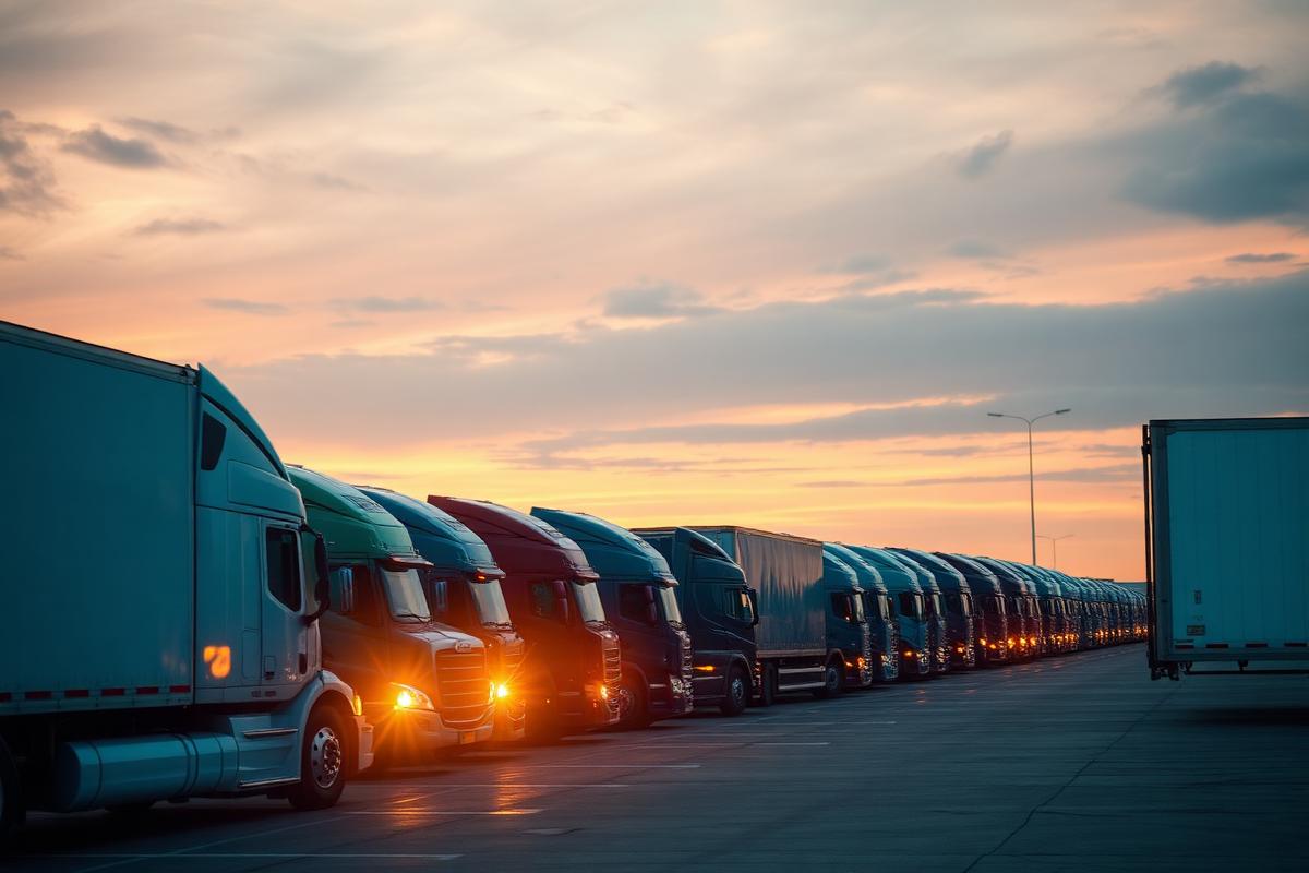 Al-Quddus Transport Services trailer fleet parked at a logistics depot